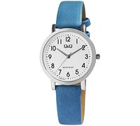 Q&Q Orologio da donna in similpelle, con fibbia ad ardiglione, data, 3 bar, Blu, Classico