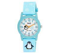 Q&Q Orologio per bambini in silicone, 10 bar, motivo colorato, analogico, al quarzo (blu bianco), cinghia