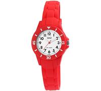 Q&Q V26A-00XVY - Orologio per bambini, con fibbia ad ardiglione, analogico, al quarzo, 10 bar, Colore: rosso, cinghia