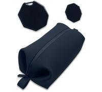 Q-RUN Kit da toilette Dopp - Kit da toeletta in silicone, organizer per il bagno, kit da viaggio per uomo, borsa da toilette in silicone, resistente alle perdite, facile da pulire (nero, medio, 23 x