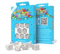 Q-Workshop 20 Anni happy Compleanno Dadi Set Bianco & Oro Edizione Limitata