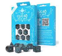 Q-Workshop 20 Anni Set Di Dadi Elvish Nero E Turchese Edizione Limitata S20Y01