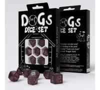 Q-Workshop Set dadi Luna - 7 dadi, moderno, nero, Cane LOVERS - gioco di ruolo