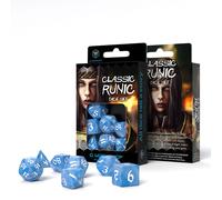 Q-Workshop Classic Runico Glacier Blue & White Set Dadi RPG 7 Dadi