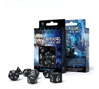 Q-WORKSHOP Classic Set Dadi RPG 7 Pezzi Nero Numeri Bianchi D&D