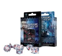 Q-WORKSHOP Classico Traslucido Rosso Blu RPG Dadi Set 7pc Poliedrico Nuovo