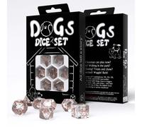 Q-Workshop Dogs Bubbles Set Dadi RPG Poliedrici Trasparenti 7-Pezzi Rame