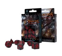 Q Workshop Dragon RPG Set di dadi unici altamente collezionabili 7 pezzi (nero e