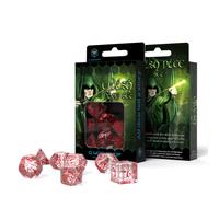 Q-WORKSHOP Elven Traslucido Rosso 7 Dadi Set per Dungeon & Draghi RPG