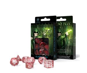 Q-WORKSHOP Elven Traslucido Rosso 7 Dadi Set per Dungeon & Draghi RPG