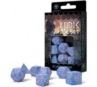 Q Workshop Elvish Glacier & White Rpg Ornamented Dice Set 7 Polyhedral Pieces, Multicolore
