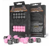 Q-WORKSHOP Fortress Compact Set Dadi D6 Nero Rosa 20pcs RPG Gioco da Tavolo