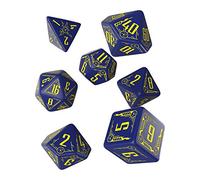Q Workshop Galactic Navy & Yellow Rpg Ornamented Dice Set 7 Polyhedral Pieces