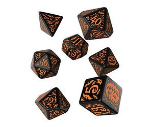 Q Workshop Halloween Dice Set Pumpkin Black & Orange (7) Workshop Role Playing Giochi, multicolore