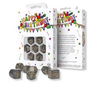 Q-WORKSHOP Happy Birthday Confetti Set Di Dadi RPG A 7 Facce Grigio Oro