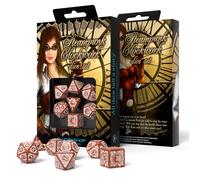 Steampunk a Molla Caramello e Bianco Dadi Set Ruolo Gioco Giochi Q-Workshop New
