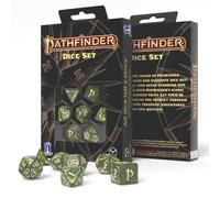 Q-WORKSHOP Pathfinder Arcadia Set Dadi RPG 7 Pezzi Verde Beige