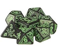 Q-Workshop Set di dadi Call of Cthulhu QworkshopSCTH21 – 7 pezzi nero e verde