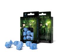 Q-Workshop Set Dadi Elvish Glacier 7 Pezzi Blu Bianco per DnD RPG