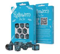 Q-Workshop Set Di Dadi Per Halloween 20° Anniversario Nero Turchese Glitter