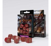 Q-Workshop Set Di Dadi RPG Red Gold Dragon 7 Pezzi Per DnD Poliedrici