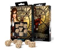 Set Di Dadi Beige E Marrone Steampunk Per Giochi Di Ruolo Q-Workshop Nuovo