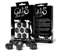 Q-Workshop Set Di Dadi Waffle Per Gatti 7 Pezzi Neri Scintillanti RPG Poliedrici