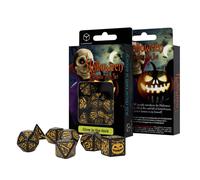 Q Workshop Zucca di Halloween Set di 7 dadi RPG neri e arancioni da D20 a D4