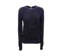 Q0795 MAGLIONE DONNA ODI ET AMO WOMAN STRASS/COTTON SWEATER BLUE