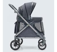 Q1 - Carrello multiuso con parapioggia, leggero, pieghevole, per bambini e animali domestici, ruote per tutti i terreni, imbracatura di sicurezza a 5 punti, design compatto per viaggi e stoccaggio