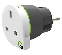 Q2 Power | United Kingdom to Europe | Adattatore Universale da Viaggio con Presa a Terra | Protezione Anti Scossa Kid Safe | Voltaggio e Potenza Max. 100V-1000W / 250V-2500W