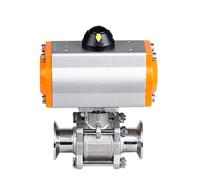 Q681F-16F 1 pollice mandrino 50.5 SS304 tre pezzi in acciaio inossidabile piattaforma alta Tri Clamp tipo valvola a sfera con cilindro a doppia azione pz