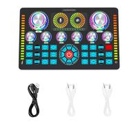 Q7 Scheda audio dal vivo, scheda audio dal vivo, mixer audio cambia voce, scheda effetti sonori, per registrazione live streaming podcasting, luce a LED, mixer DJ, tavola armonica, cambia voce, nero