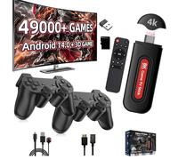 Q9 PRO Console di gioco retrò Game Stick 4K,49000+ Giochi & Sistema Android 14 Console Retro Game Console per videogiochi,270 Giochi 3D,14 Emulatori,Wi-Fi 2,4G+5,8G,Plug & Play,2 Controller Wireless