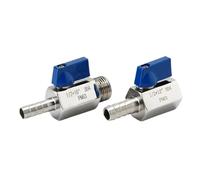 QAAEGMHN 1/8" 1/4" 3/8" 1/2 3/4 BSP Female Male x 6-20mm Hose Barb 304 Stainless Steel Sanitary Mini Ball Valve(3/8",BSPT Male)