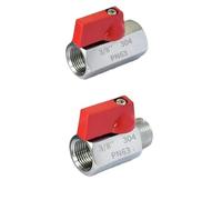 QAAEGMHN Red Handle 1/8 1/4 3/8 1/2 BSP Female Male 304 Stainless Steel Sanitary Mini Ball Valve Homebrew Food Grade(1l4 BSP F-M)