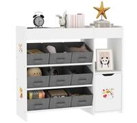 AIYAPLAY Mobile portaoggetti per bambini, scaffale per bambini, con 9 cassetti in tessuto e armadio, per cameretta dei bambini, sala giochi, asilo nido, bianco