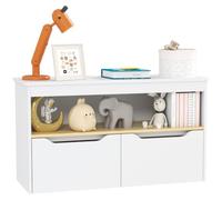 Qaba Libreria per bambini con 2 cassetti e piano grande, Bianco | Scaffale per giocattoli, organizer, per camera, camera dei bambini, soggiorno