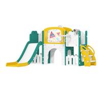 Qaba Scivolo per Bambini 7 in 1 con Canestro da Basket 1-3 Anni Giallo