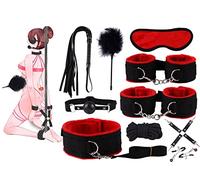 QABUOO Set da 10 pezzi in nylon rosso fuoco con piume incrociate per passione ed eleganza