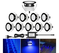 QACA Faretti LED illuminanti, da incasso per esterni IP67, in acciaio inox, colore: nero, per terrazzo, legno, soffitto 0,6 W, DC12 V, luce spot LED lampada esterna [ (blu, 10 kit)