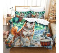 QADDKRTEV 3D Con Stampa Di Siberian Husky Set Di Biancheria Da Letto 3 Pezzi Set Copripiumino Con Chiusura A Cerniera Per Ragazzi E Ragazze,coppie,camera Da Letto,decorazione Super King（260x220cm）