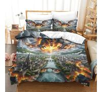 QADDKRTEV 3D Con Stampa Di The Dragon Biancheria Da Letto 3 Pezzi Set Copripiumino E Federa Coordinata Per Ragazzi E Ragazze,coppie,camera Da Letto,decorazione Double（200x200cm）