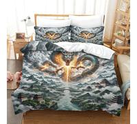 QADDKRTEV Stampa 3D The Dragon Set Di Biancheria Da Letto 3 Pezzi Copripiumino Con Chiusura A Cerniera Per Ragazzi E Ragazze,coppie,camera Da Letto,decorazione Double（200x200cm）
