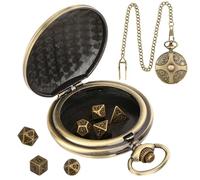 Qaestuan 1 Pezzi Set di Dadi Poliedrici, Mini Dadi D&D Set in Metallo con Custodia Cava in Bronzo Steampunk per Orologio da Tasca, per Dungeons And Dragons DND Rpg MTG D4 D8 D10 D12 D20, Oro