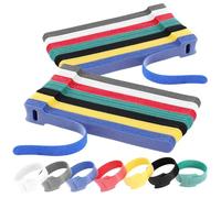 Qaestuan 140 Pezzi Fascette per Cavi Riutilizzabili, Fascette Velcro con Chiusura a Strappo, 12 * 150mm Regolabili Fascette in Nylon, Cinghie Fermacavi per Organizzazione dei Cavi a Casa e in Ufficio