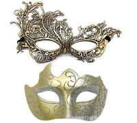 Qaestuan 2 Pezzi Maschera Veneziana, Sexy Maschera di Carnevale, Maschere con Bordo in Pizzo, Maschere da Ballo Mascherato per uomo donna, per Carnival, Feste Abbigliamento, Halloween