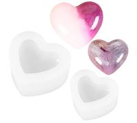 Qaestuan 2 Pezzi Stampi per Candele in Silicone, Stampi per Candele a Forma di Cuore, Stampi in Silicone a Forma di 3D, Stampi per Candele 3D Bubble Cubo per Realizzare Candele, Saponi, Fai Da Te