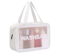 Qaestuan Beauty Case da Viaggio, Borsa da Toilette da Viaggio per Donna Uomo, Borse da Toilette Trasparente, Borse da Viaggio Impermeabile, Borsa da Trucco Portatile, per Bagno, Aereo, Bianco