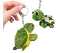 Qaestuan Portachiavi in Peluche Tartaruga da 2 Pezzi, Portachiavi Tartaruga Moto, Simpatico Ciondolo Morbido a Forma di Tartaruga, Simpatico Giocattolo da Spremere in Peluche, per Adulti e Bambini